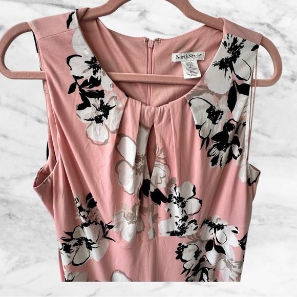 NWT North Style Floral Pink Sleeveless Dress Size 16 - Picture 4 of 8